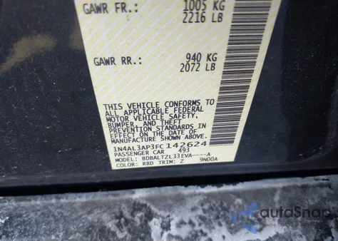 2015 Nissan Altima 2.5 Sl z USA, uszkodzony, nr VIN 1N4AL3AP3FC142624